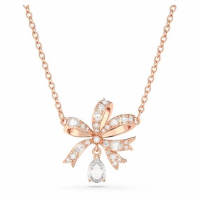 Swarovski Volta necklace Bow, White, Rose gold-tone plated fashion-jewelry  