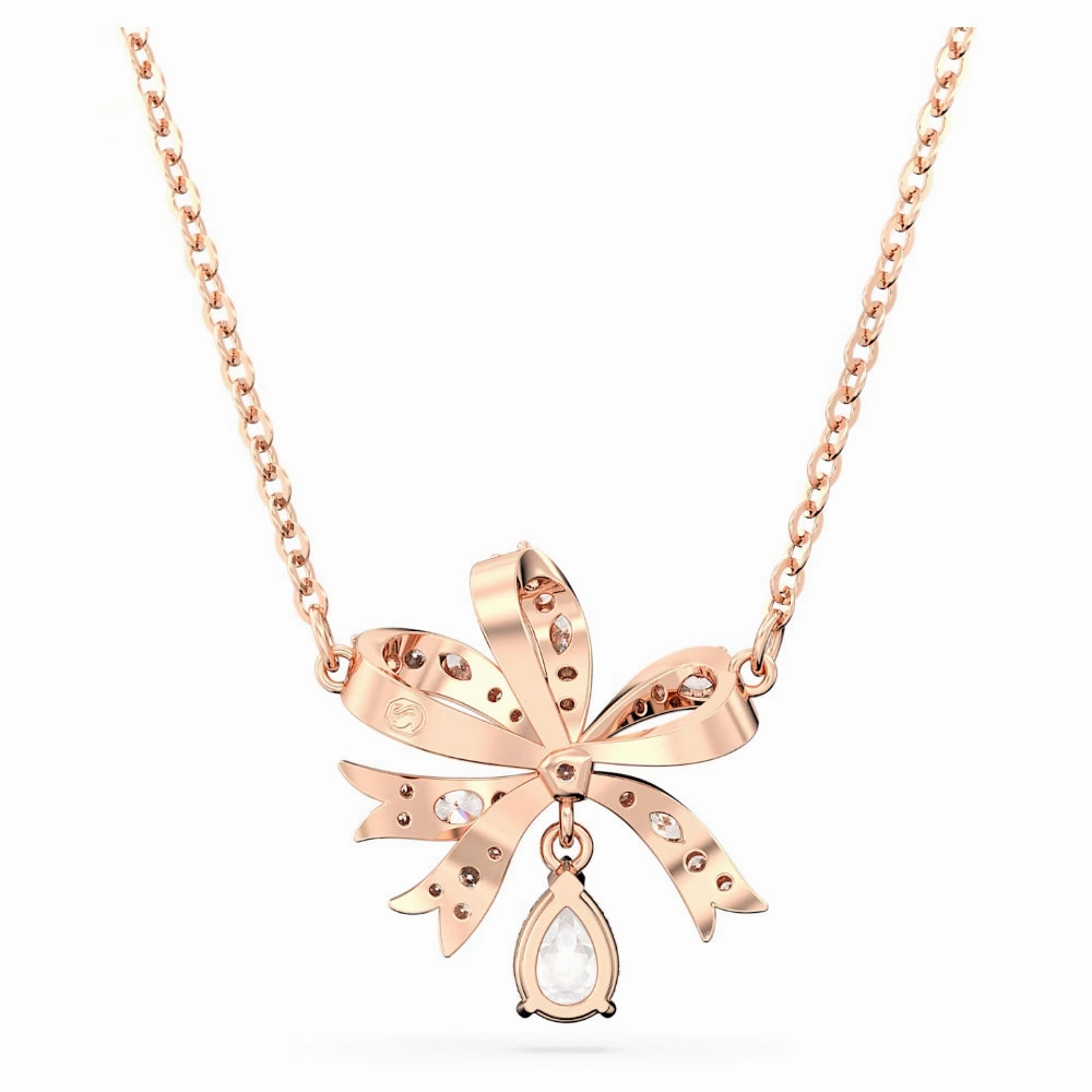 Swarovski Volta necklace Bow, White, Rose gold-tone plated