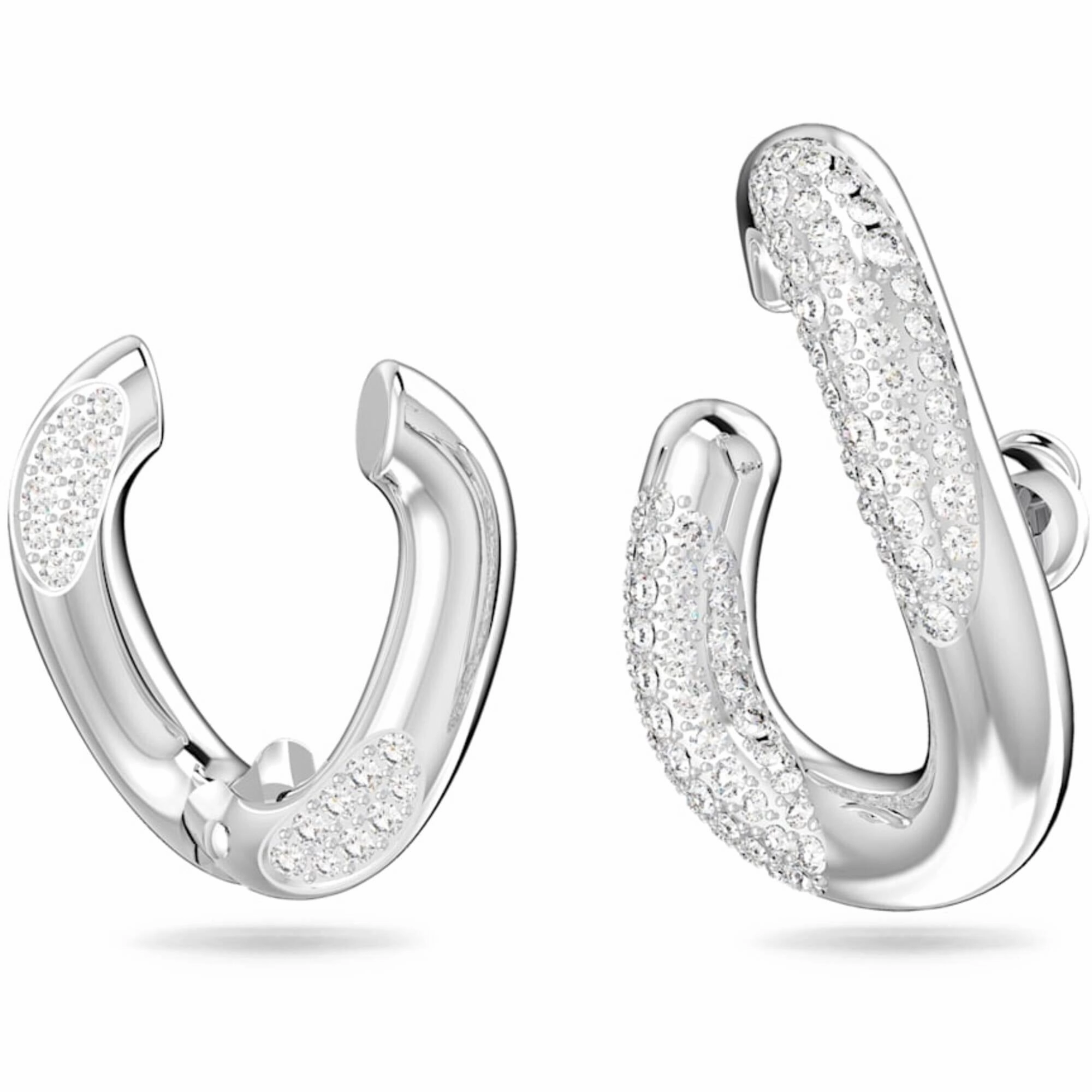 Swarovski Women's Ear Cuff - Dextera Rhodium Plated Asymmetrical, Set of 2 | 5618303