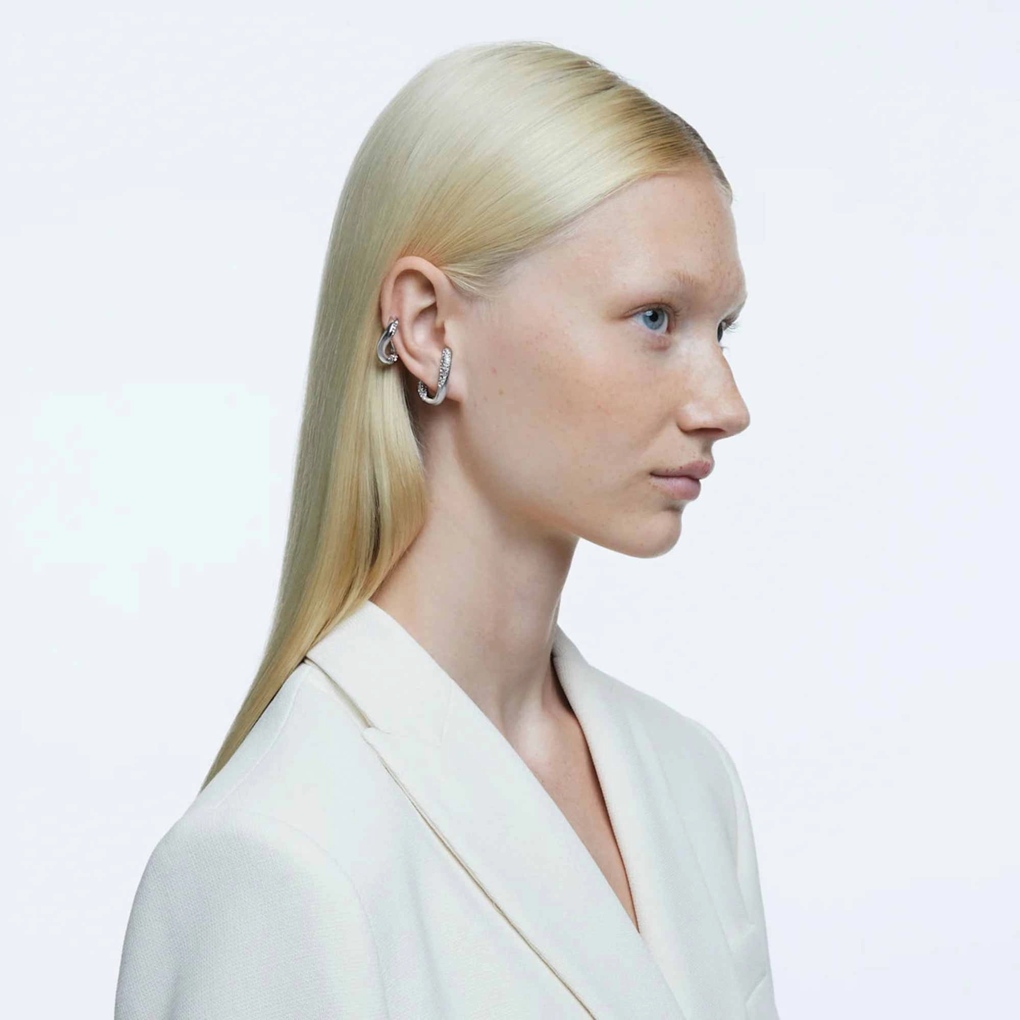 Swarovski Women's Ear Cuff - Dextera Rhodium Plated Asymmetrical, Set of 2 | 5618303