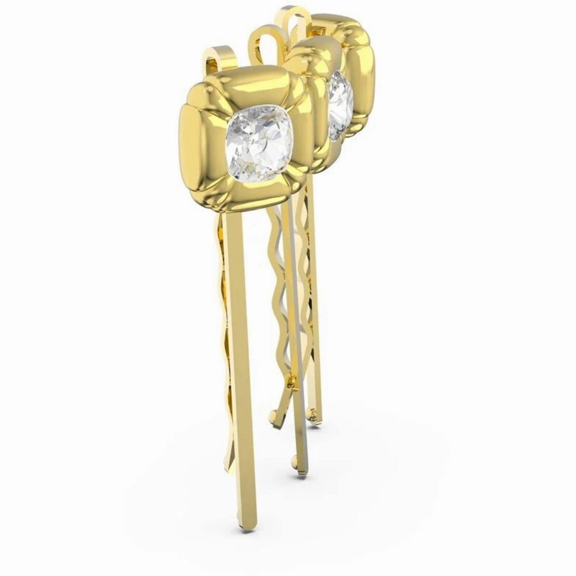 Swarovski Women's Hairpin Set - Dulcis Cushion Cut Crystals Yellow Gold | 5616848
