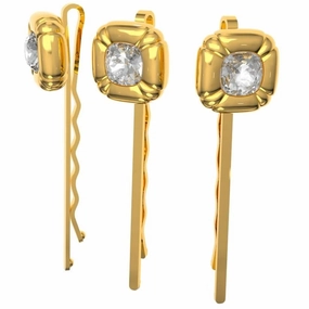 Swarovski Women's Hairpin Set - Dulcis Cushion Cut Crystals Yellow Gold | 5616848 suit-set  