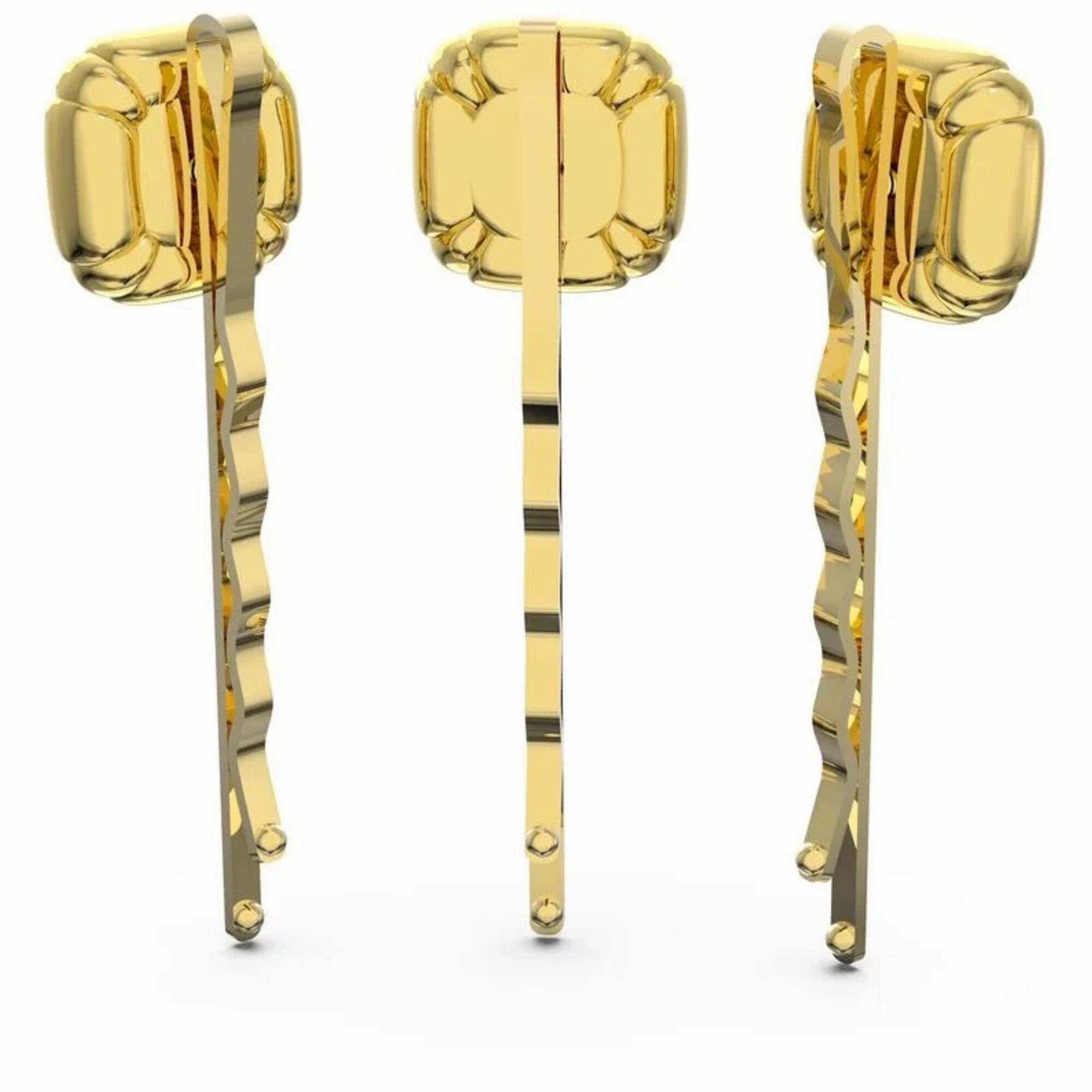 Swarovski Women's Hairpin Set - Dulcis Cushion Cut Crystals Yellow Gold | 5616848