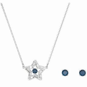 Swarovski Women's Jewelry Set - Stella Blue Star Crystal Rhodium Plated | 5646762 suit-set  