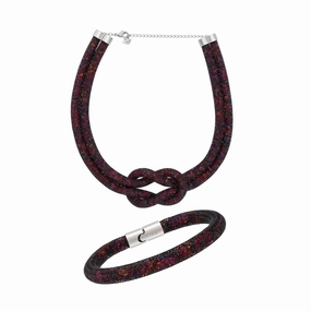 Swarovski Women's Knot Necklace & Bracelet Set - Stardust Crystal Nylon | 5184476 suit-set  