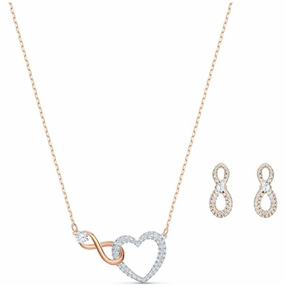 Swarovski Women's Necklace Set - Swarovski Infinity Heart Rose Gold | 5521040 suit-set  