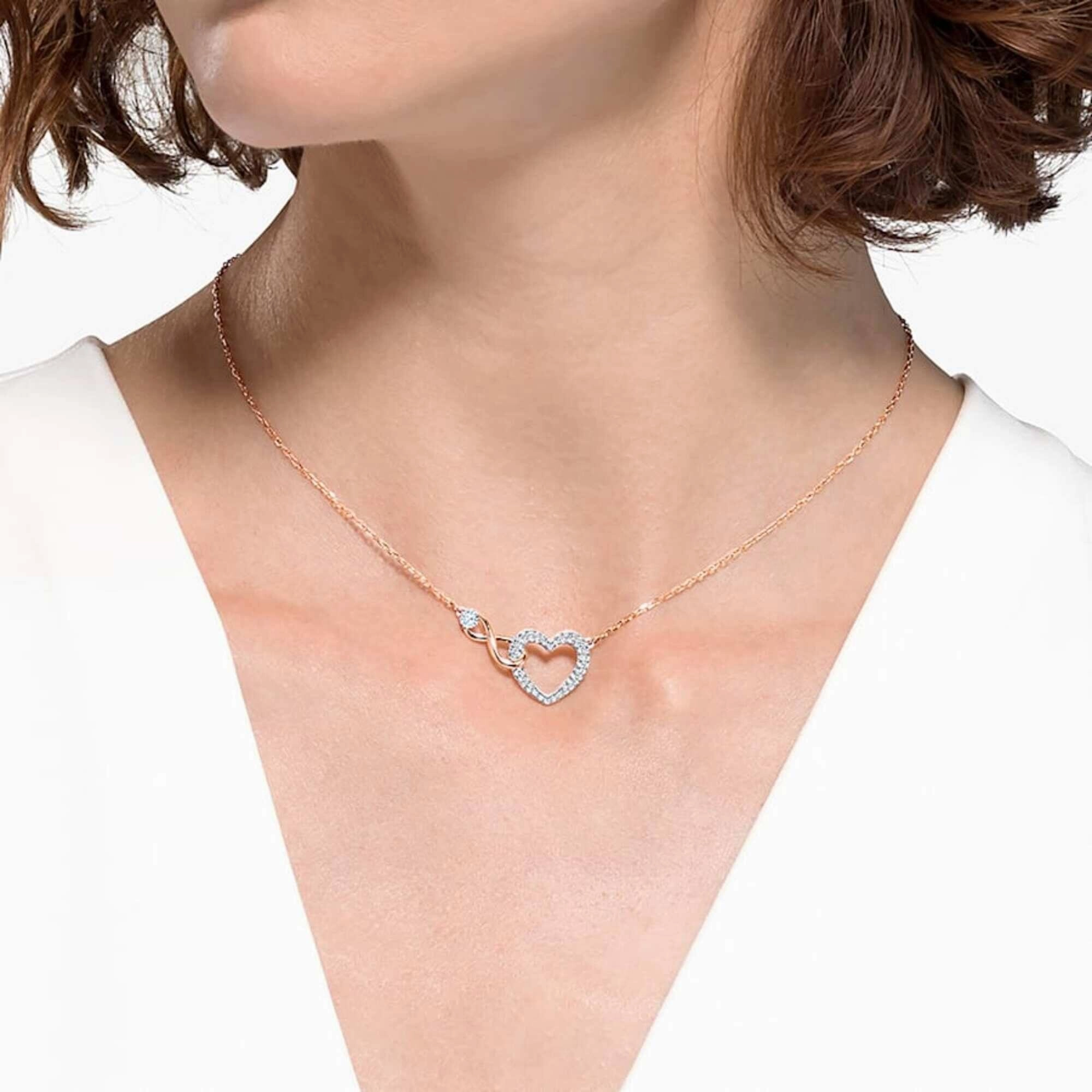 Swarovski Women's Necklace Set - Swarovski Infinity Heart Rose Gold | 5521040