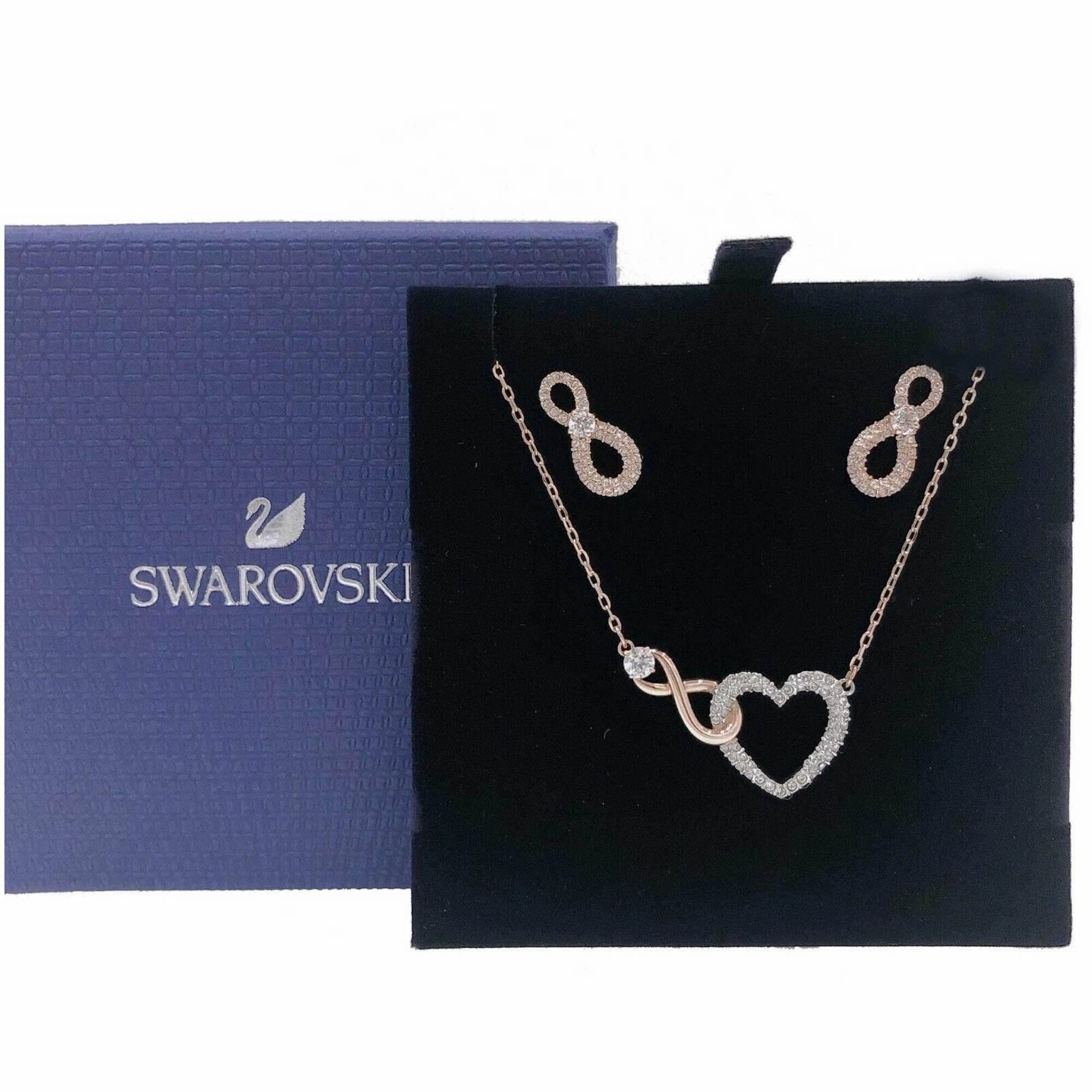 Swarovski Women's Necklace Set - Swarovski Infinity Heart Rose Gold | 5521040