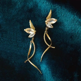 Synthetic Opal White Zirconium Earrings 