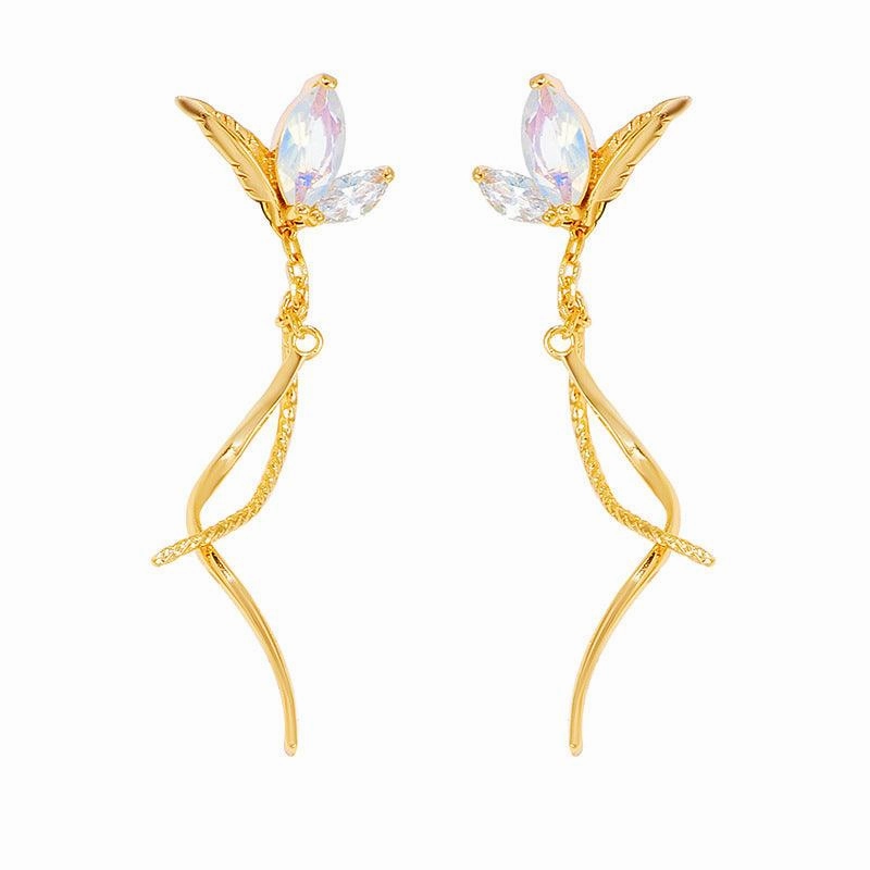 Synthetic Opal White Zirconium Earrings