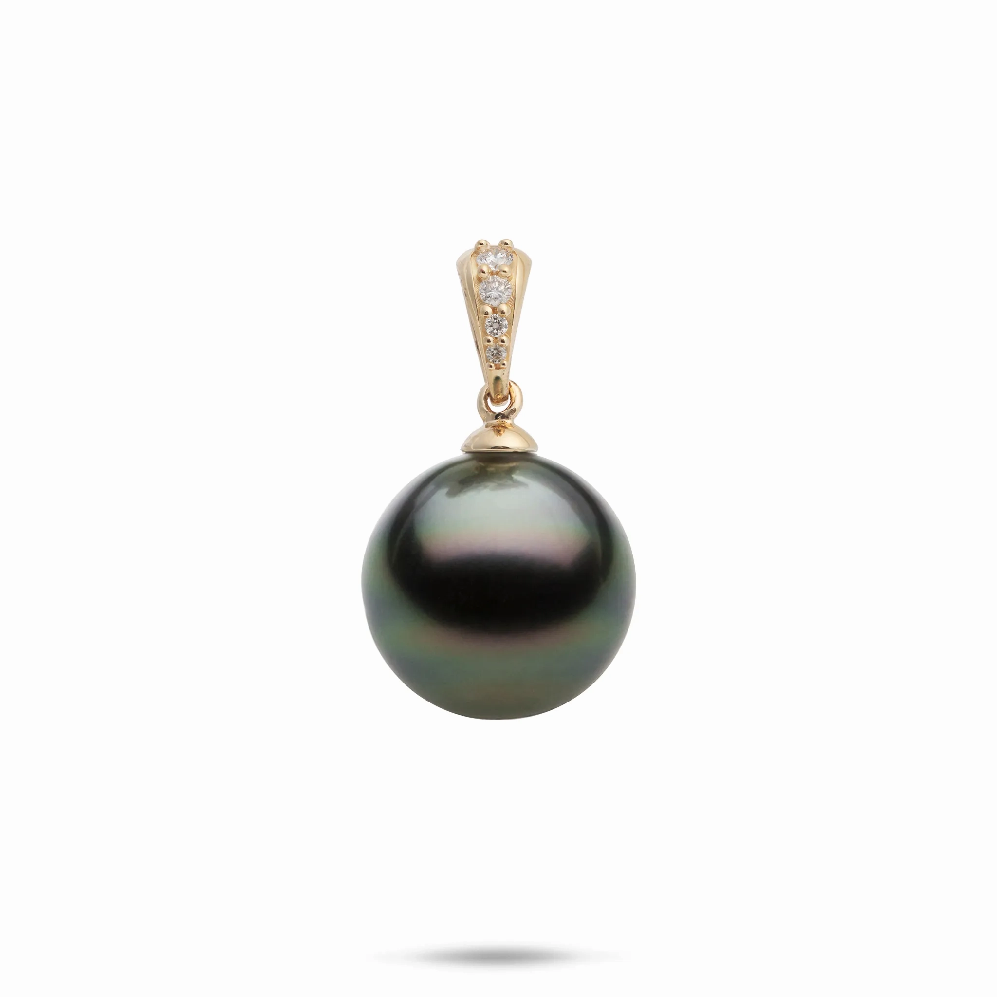 Tahitian Black Pearl Pendant in Gold with Diamonds - 12-15mm
