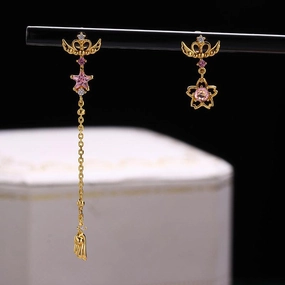 Tassel Magic Wand Asymmetric Earrings 