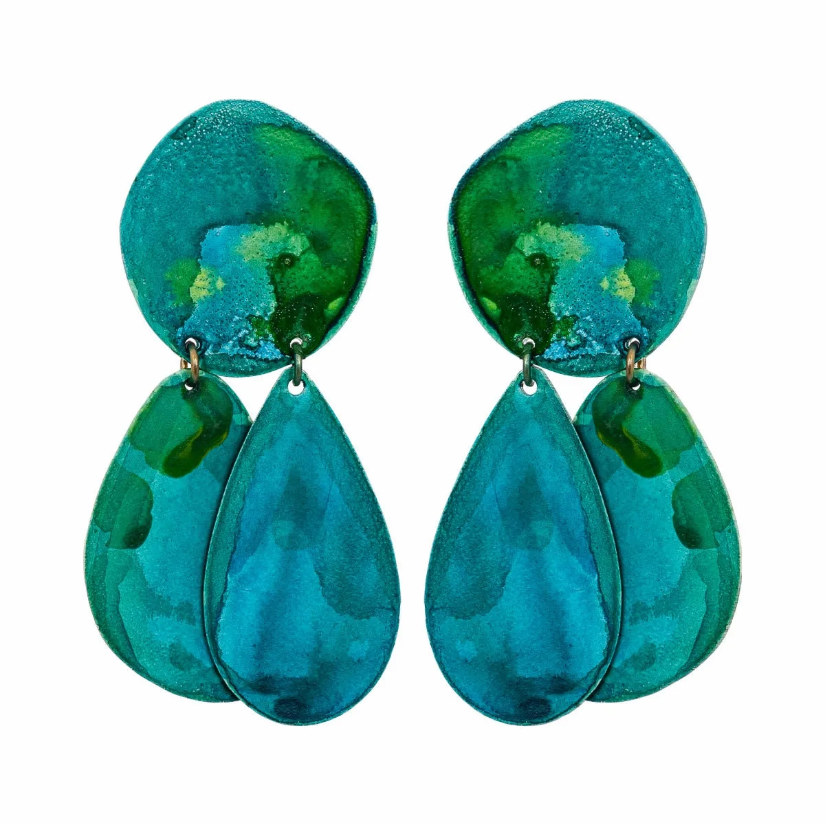 Teal Pebble Earrings