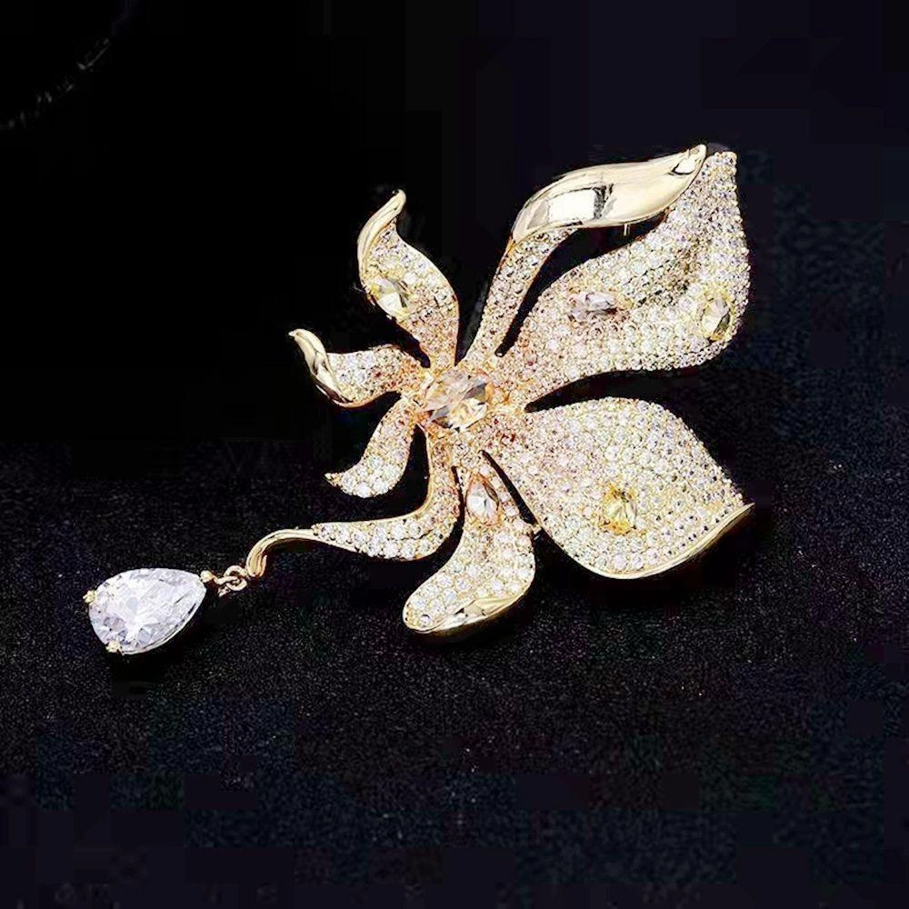 Temperament Personality Zircon Rose Brooch Female