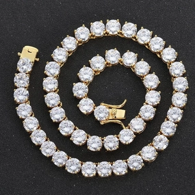 Tennis Necklace 8mm Copper Microinset Zircon Single Row Cuban Chain Accessories 