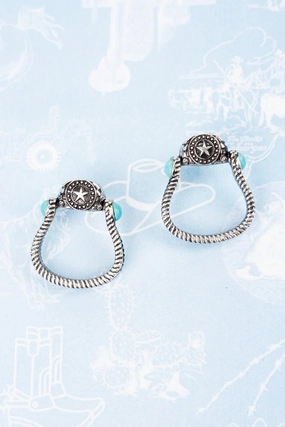 Texas style Horseshoe Earrings texture-rose-gold  
