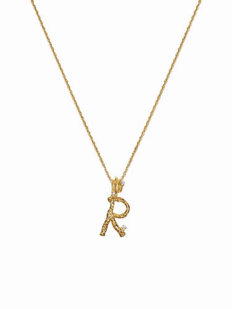 Textured Letter Necklace Style In Europe And America