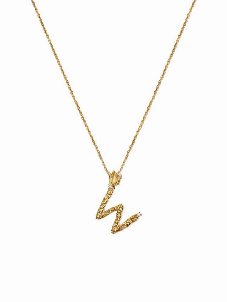 Textured Letter Necklace Style In Europe And America