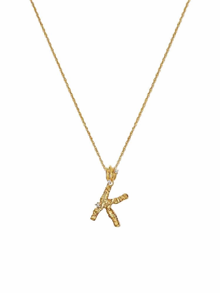 Textured Letter Necklace Style In Europe And America