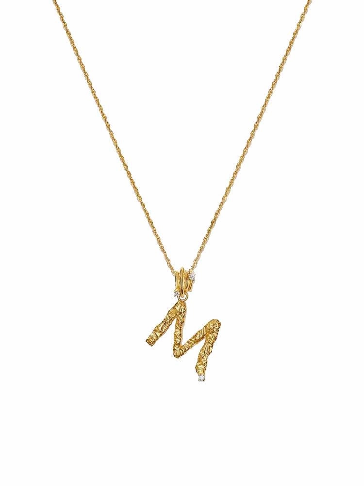 Textured Letter Necklace Style In Europe And America