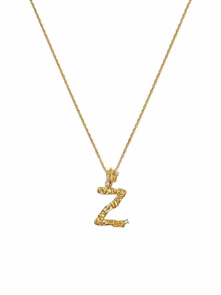 Textured Letter Necklace Style In Europe And America