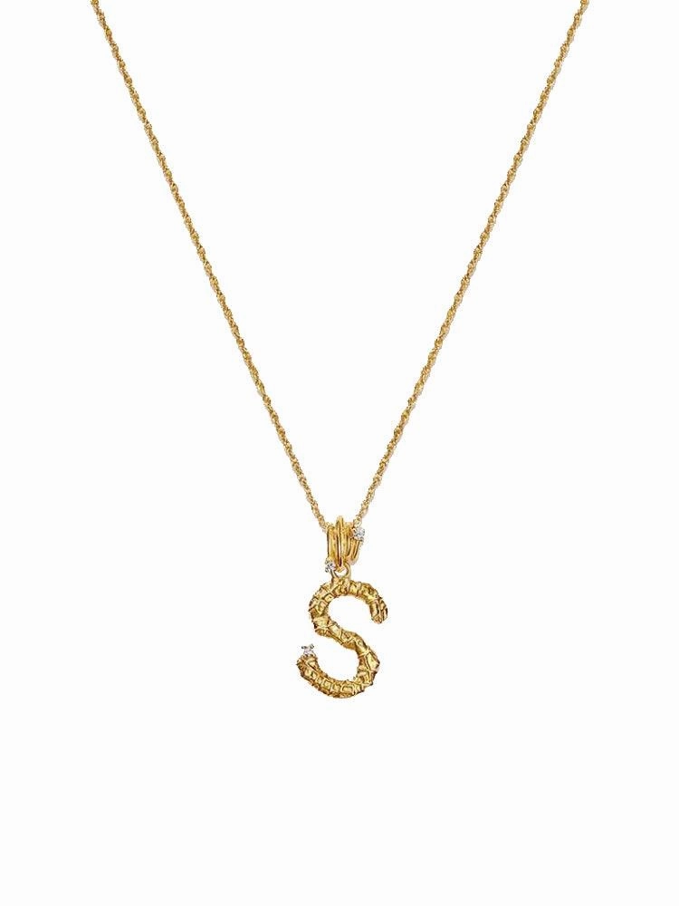 Textured Letter Necklace Style In Europe And America
