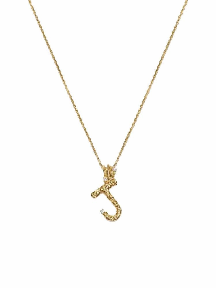 Textured Letter Necklace Style In Europe And America