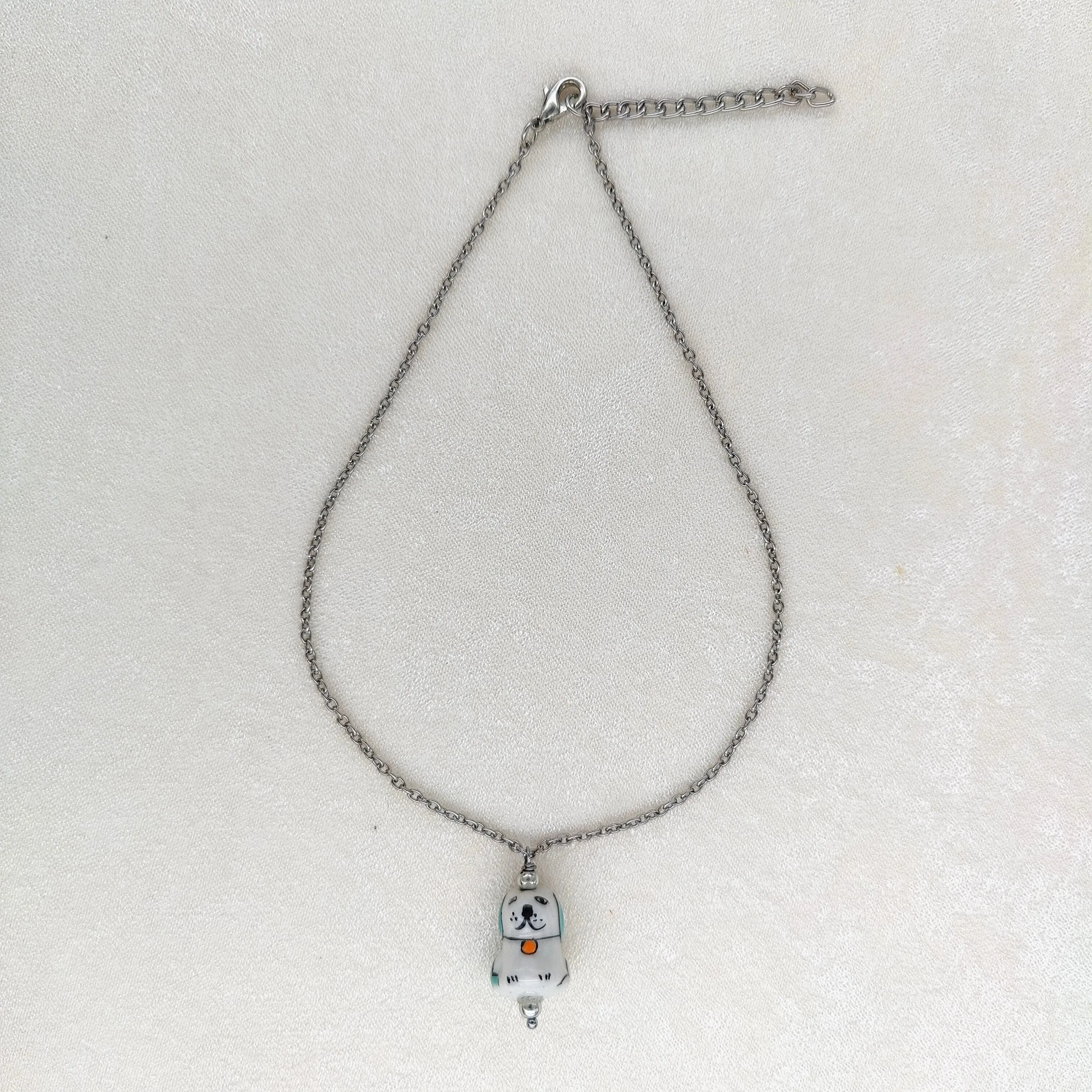 TFC Cute Puppy Bead Silver Plated Pendant Necklace