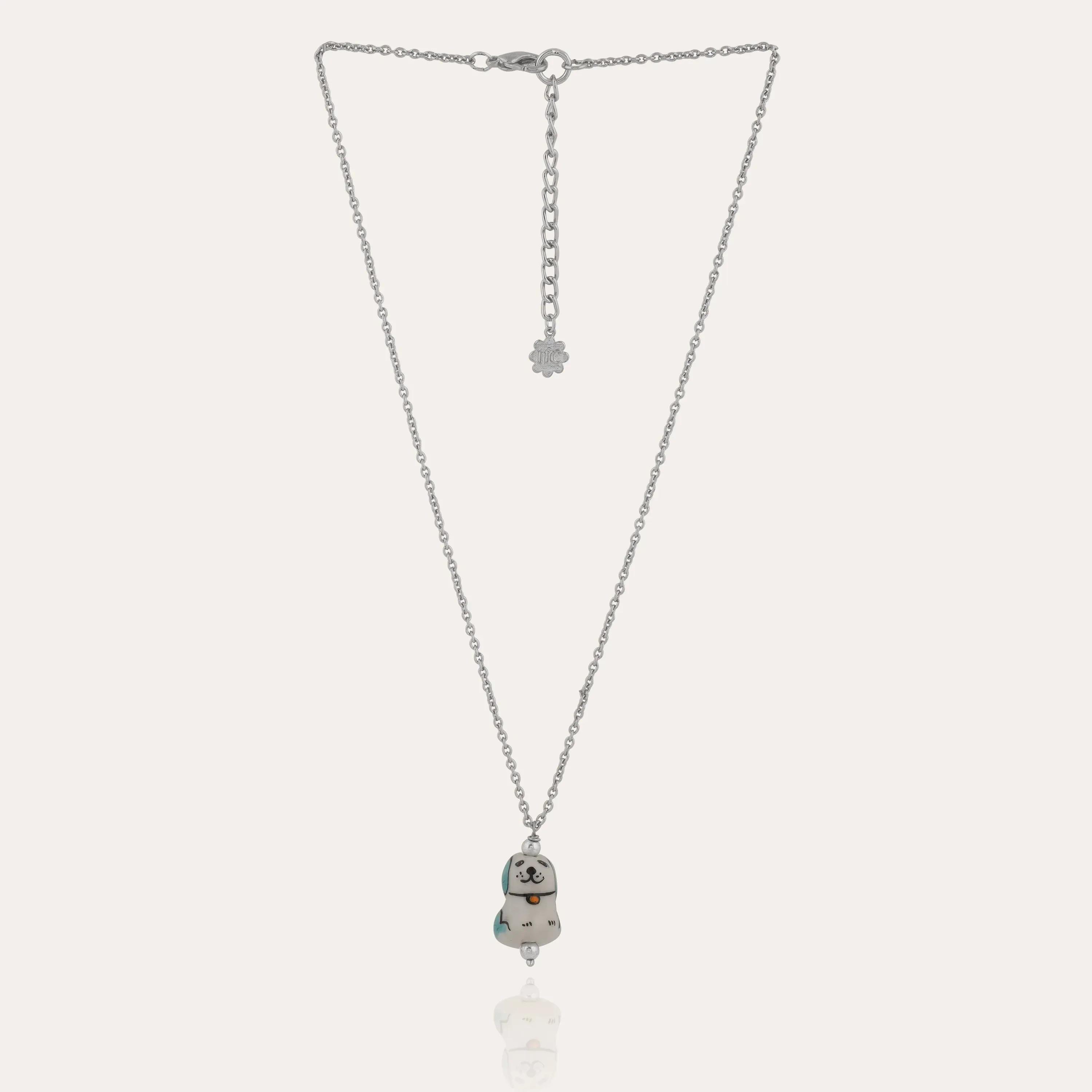 TFC Cute Puppy Bead Silver Plated Pendant Necklace