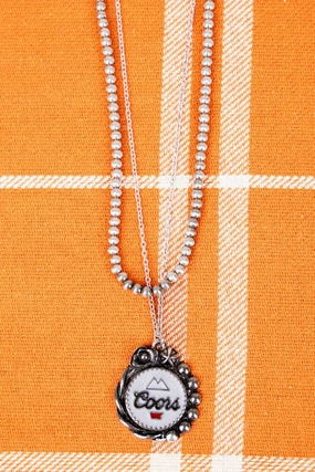 The Mountain is Calling Silvertone Coors White Layered Necklace texture-rose-gold  