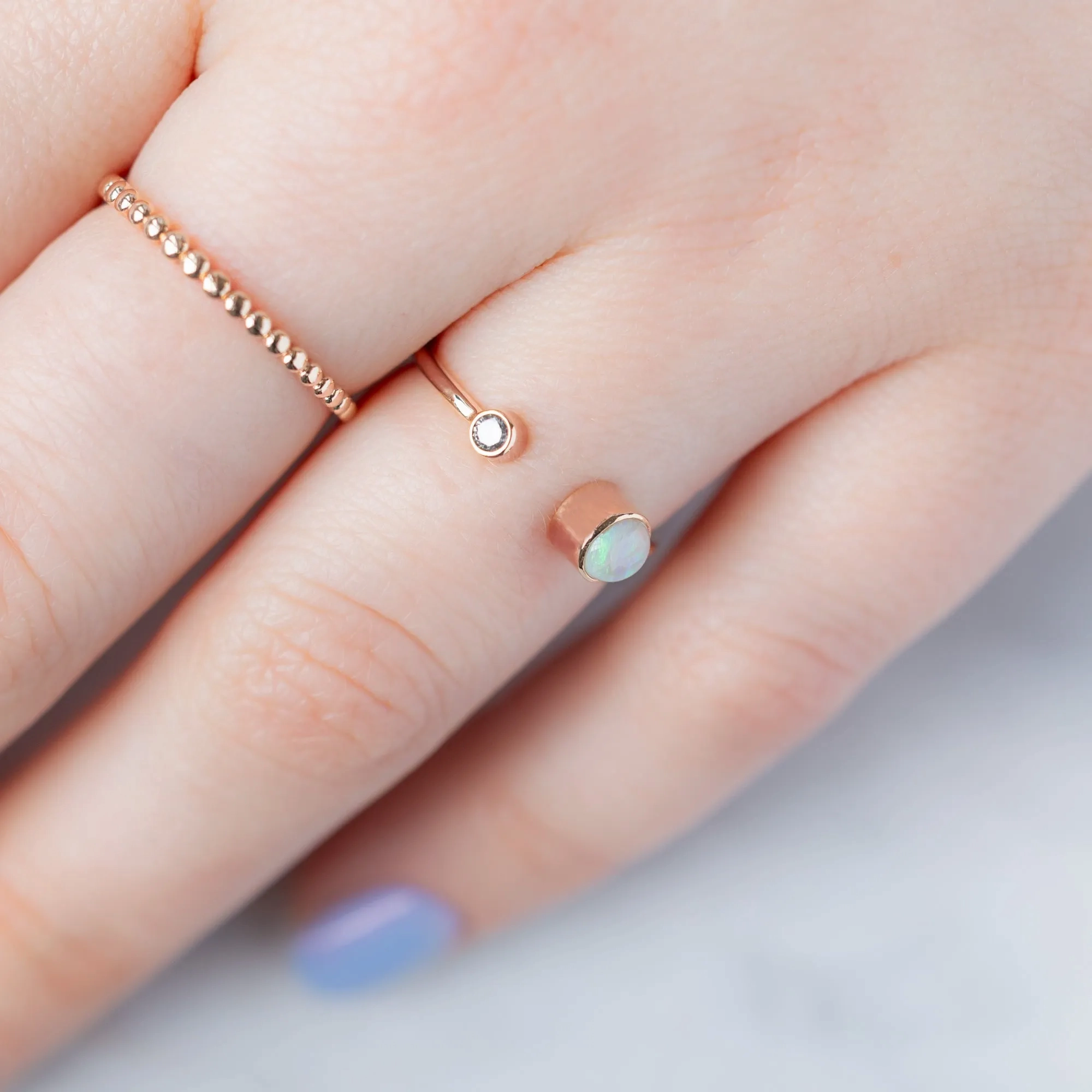 The Open Cuff Opal   Diamond Ring | Yellow or Rose Gold
