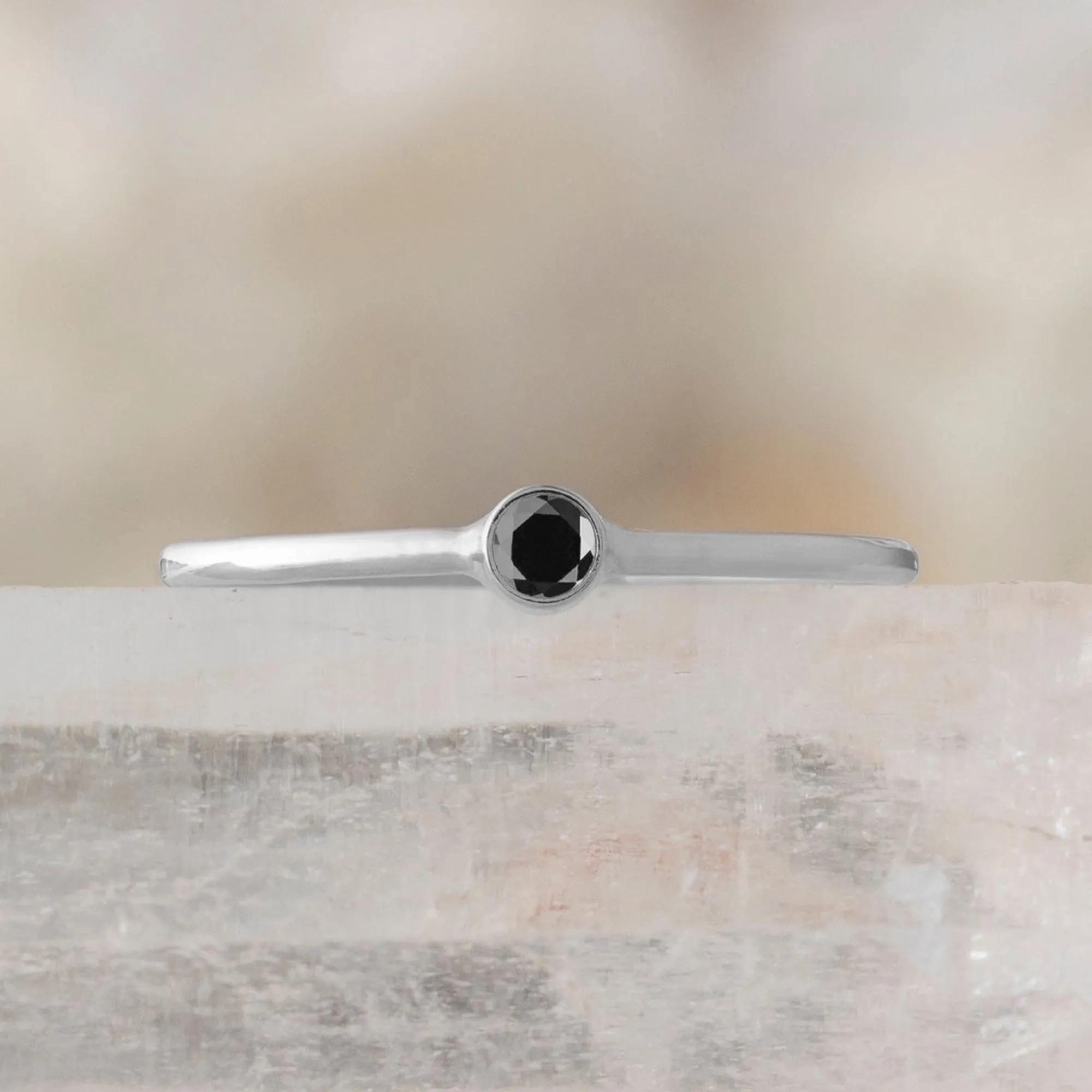 The Teensy Black Diamond Stacking Ring | Yellow, Rose or White Gold