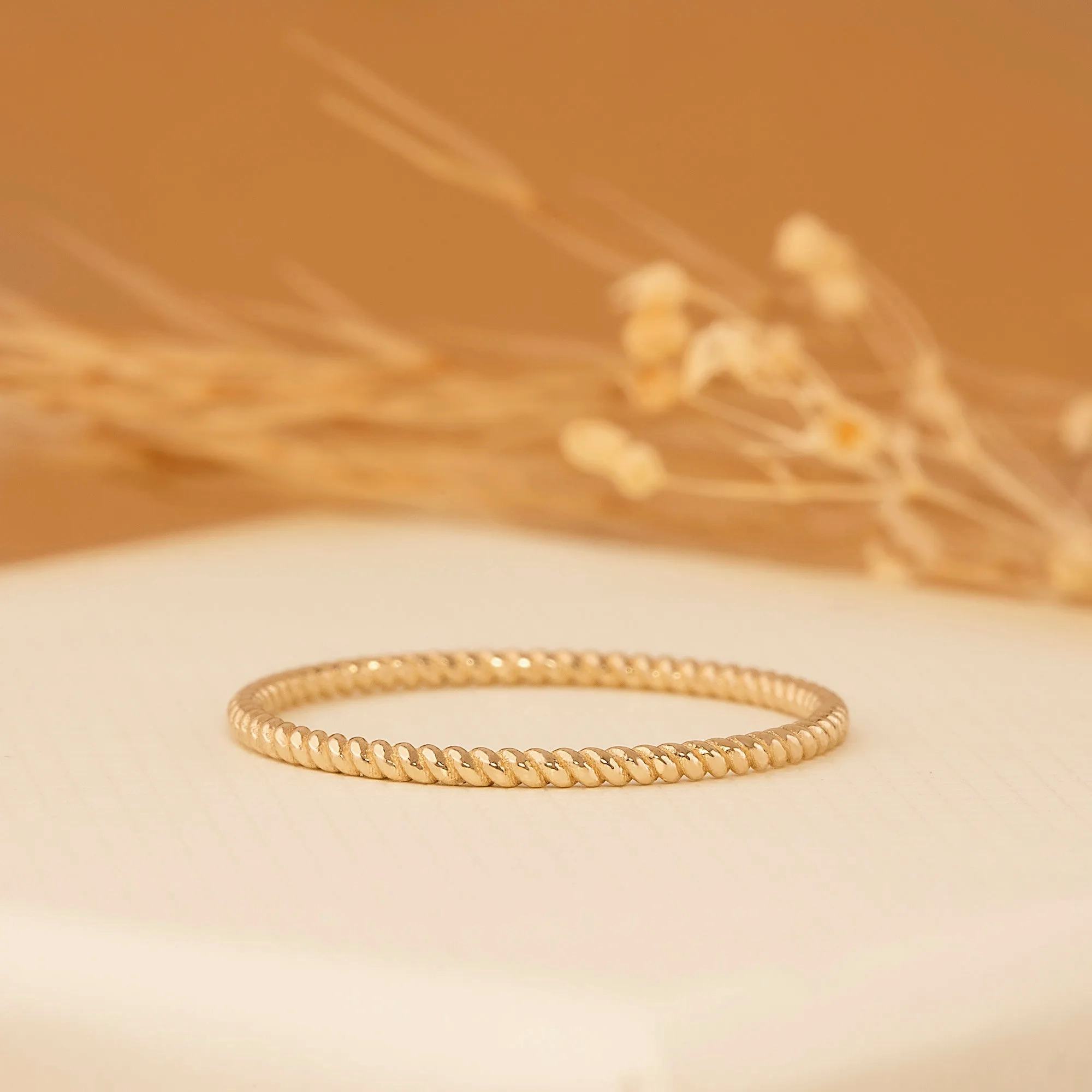 Thin 14k Gold Braided Ring, Nalani