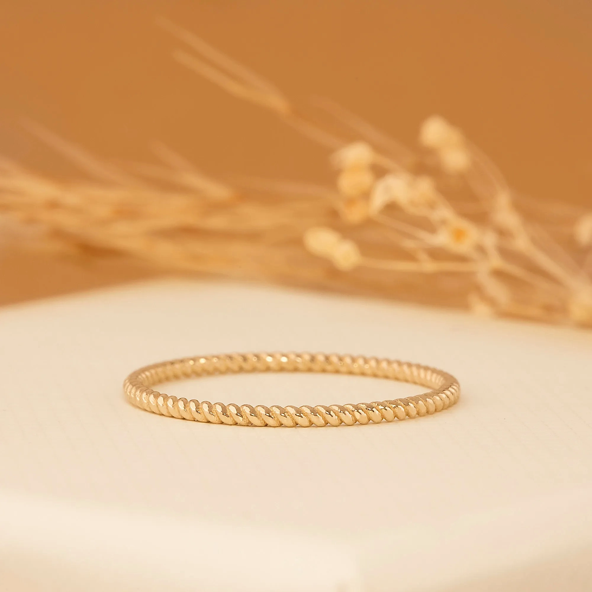 Thin 14k Gold Braided Ring, Nalani