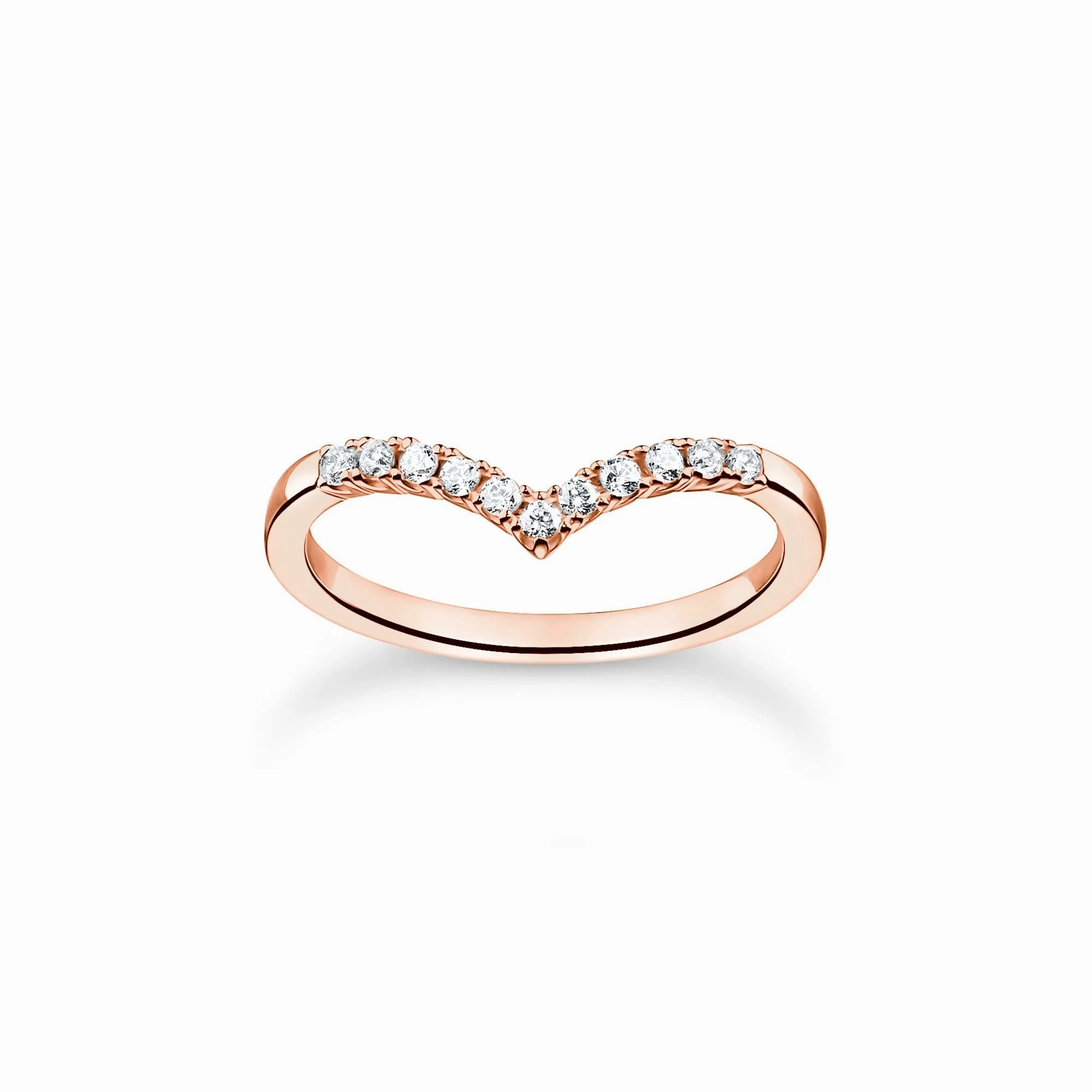 Thomas Sabo Charm Club Rose Gold Plated Sterling Silver V-Shape Ring