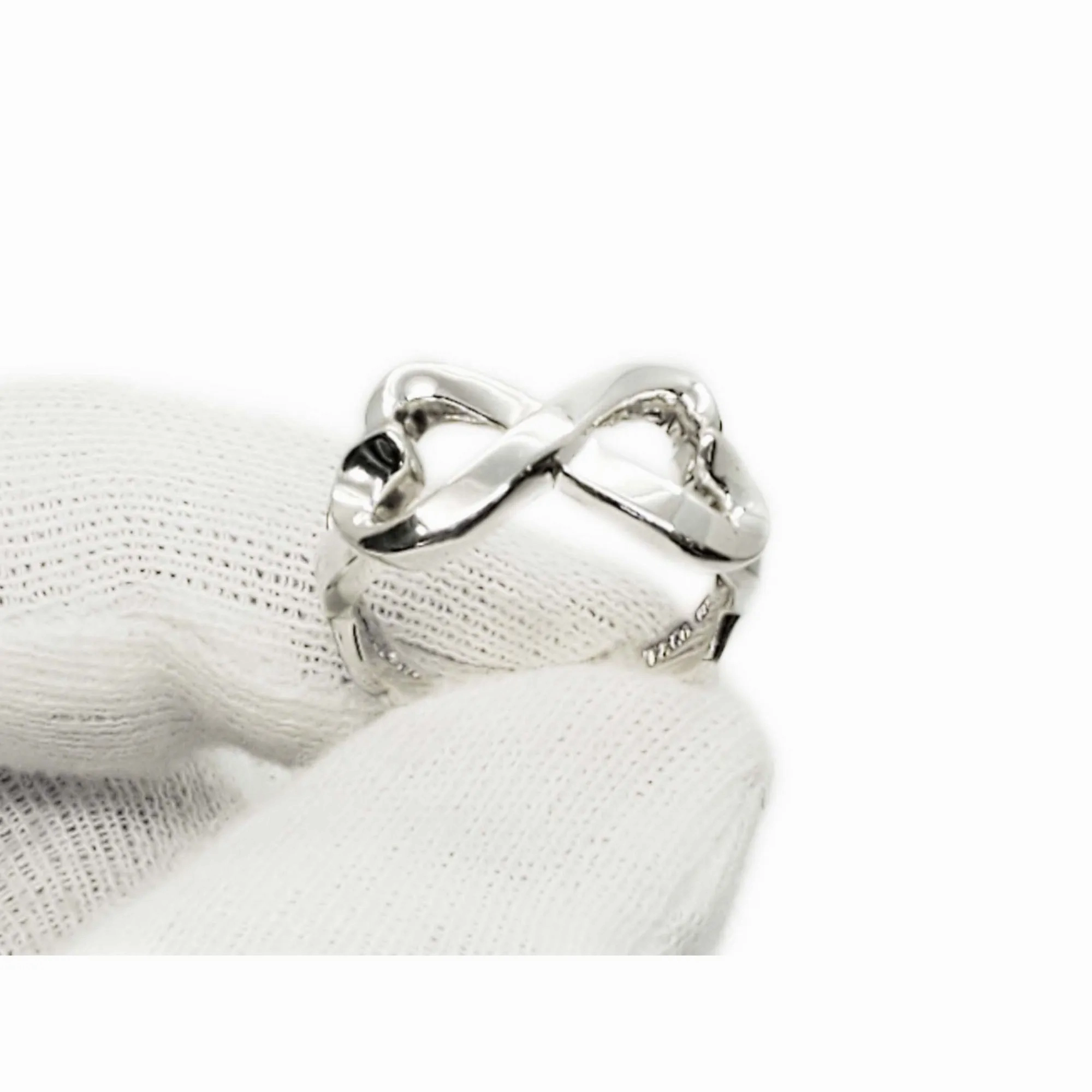 Tiffany &amp; Co Paloma Picasso Double Heart Infinity Ring Sterling Silver Size 7.5