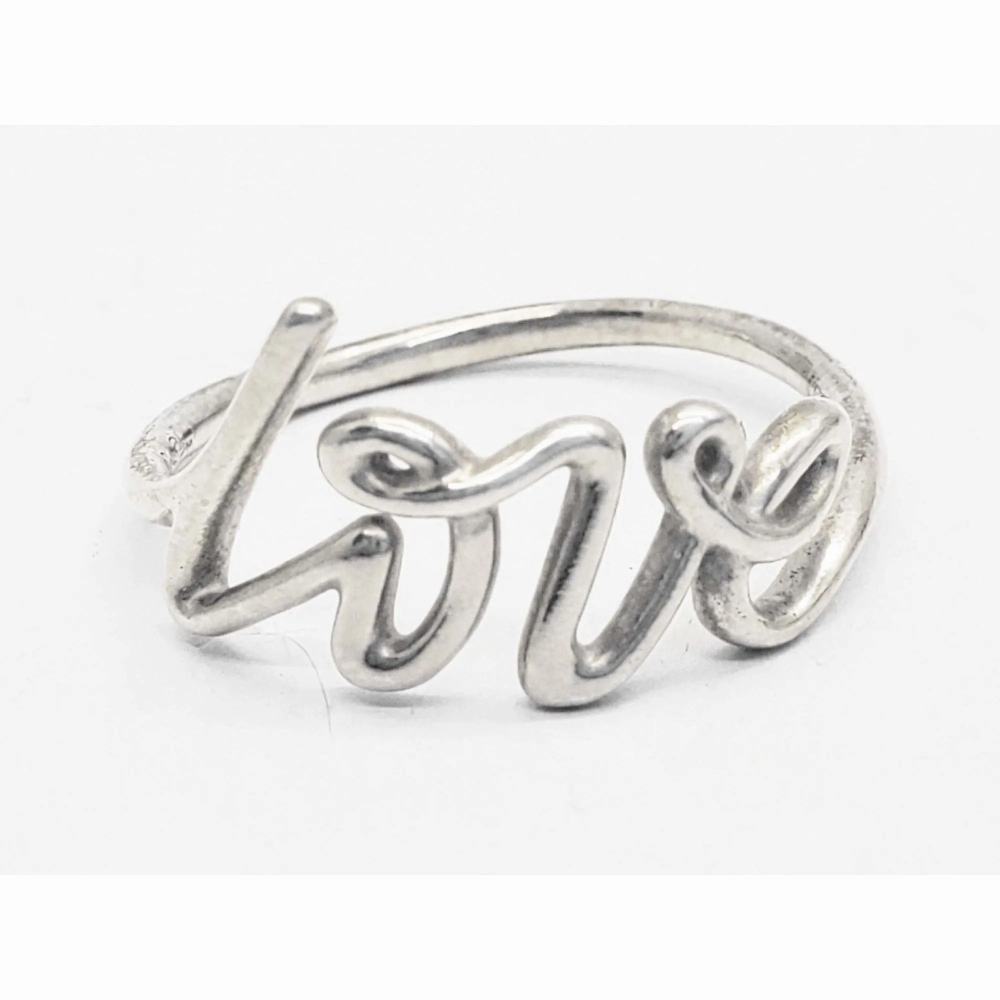 Tiffany &amp; Co Paloma Picasso Small Type Love Ring Sterling Silver Size 8