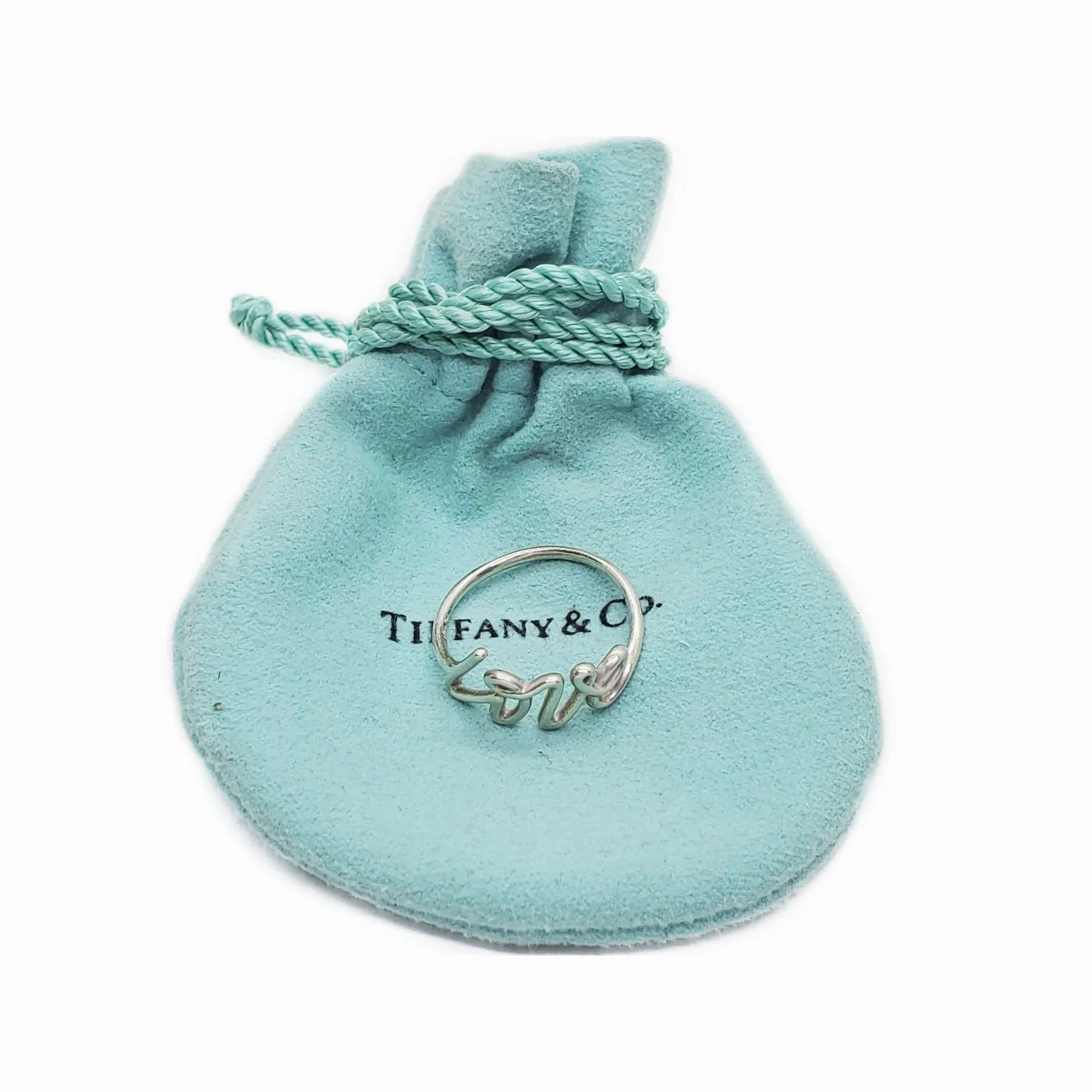 Tiffany &amp; Co Paloma Picasso Small Type Love Ring Sterling Silver Size 8