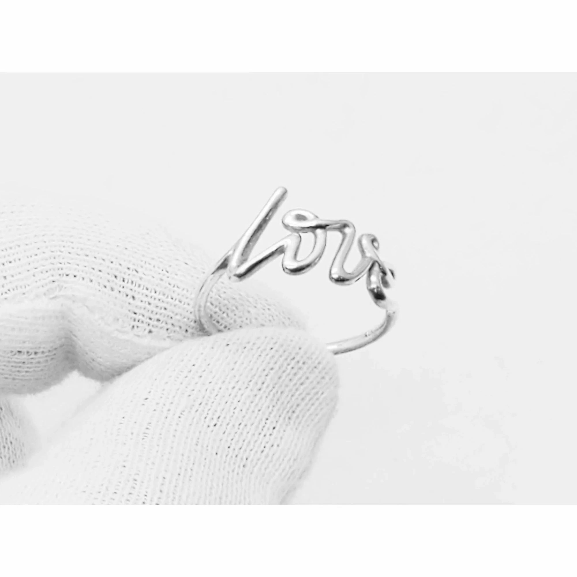 Tiffany &amp; Co Paloma Picasso Small Type Love Ring Sterling Silver Size 8