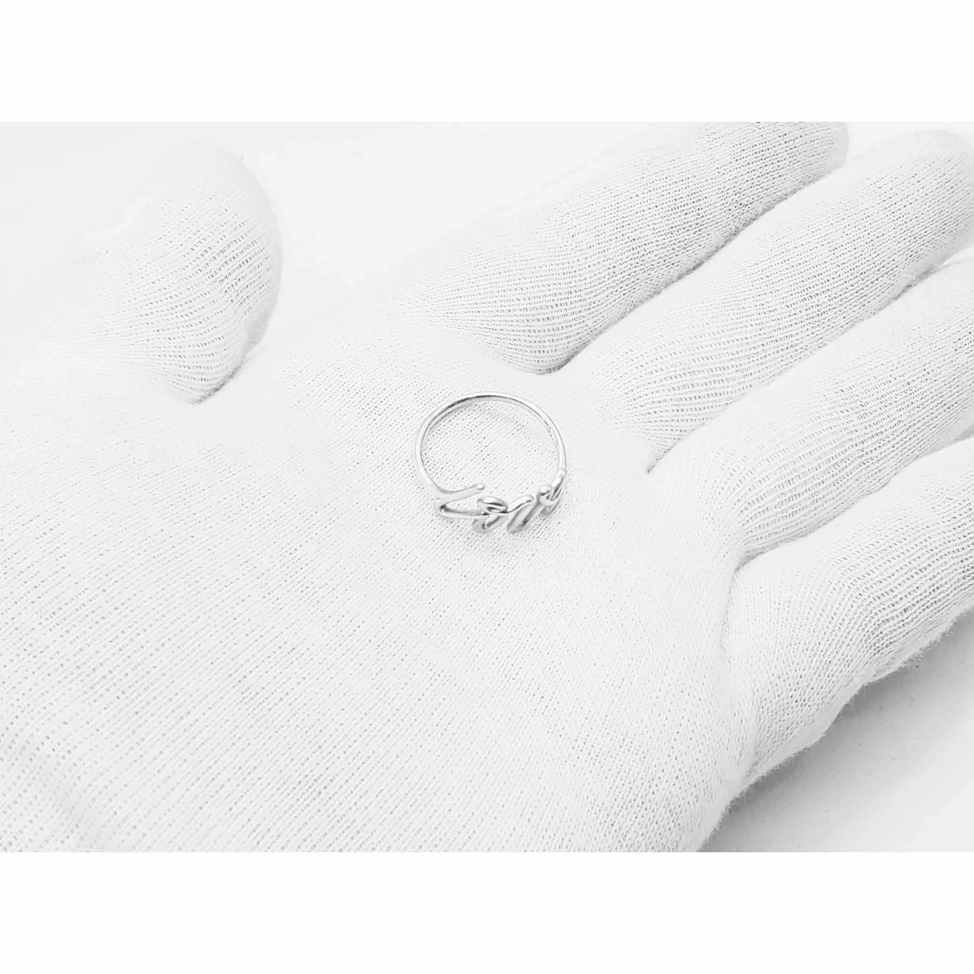Tiffany &amp; Co Paloma Picasso Small Type Love Ring Sterling Silver Size 8