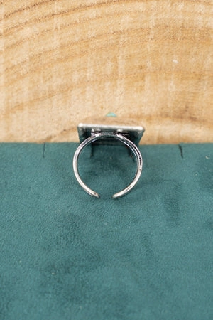 TIPI Turquoise Ozark City Silvertone Cuff Ring
