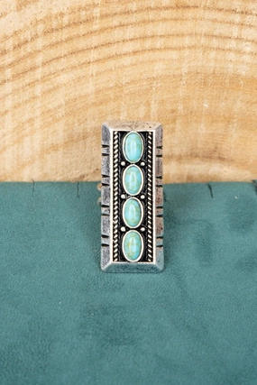 TIPI Turquoise Ozark City Silvertone Cuff Ring texture-rose-gold  