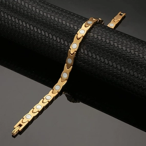 Titanium Germanium Magnet Bracelet Crossed CNC Zircon 