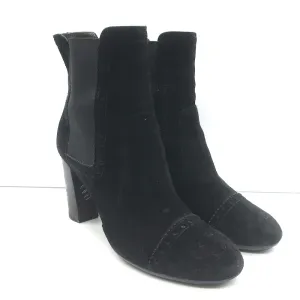 Tod's Wingtip Chelsea Stiefel Schwarz Wildleder Größe 39.5 High Heel Knöchelstiefel