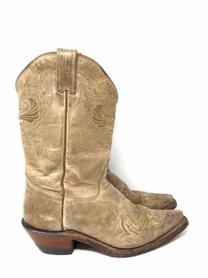 Tony Lama Größe 9 Hellbraune Bestickte Leder Stiefel