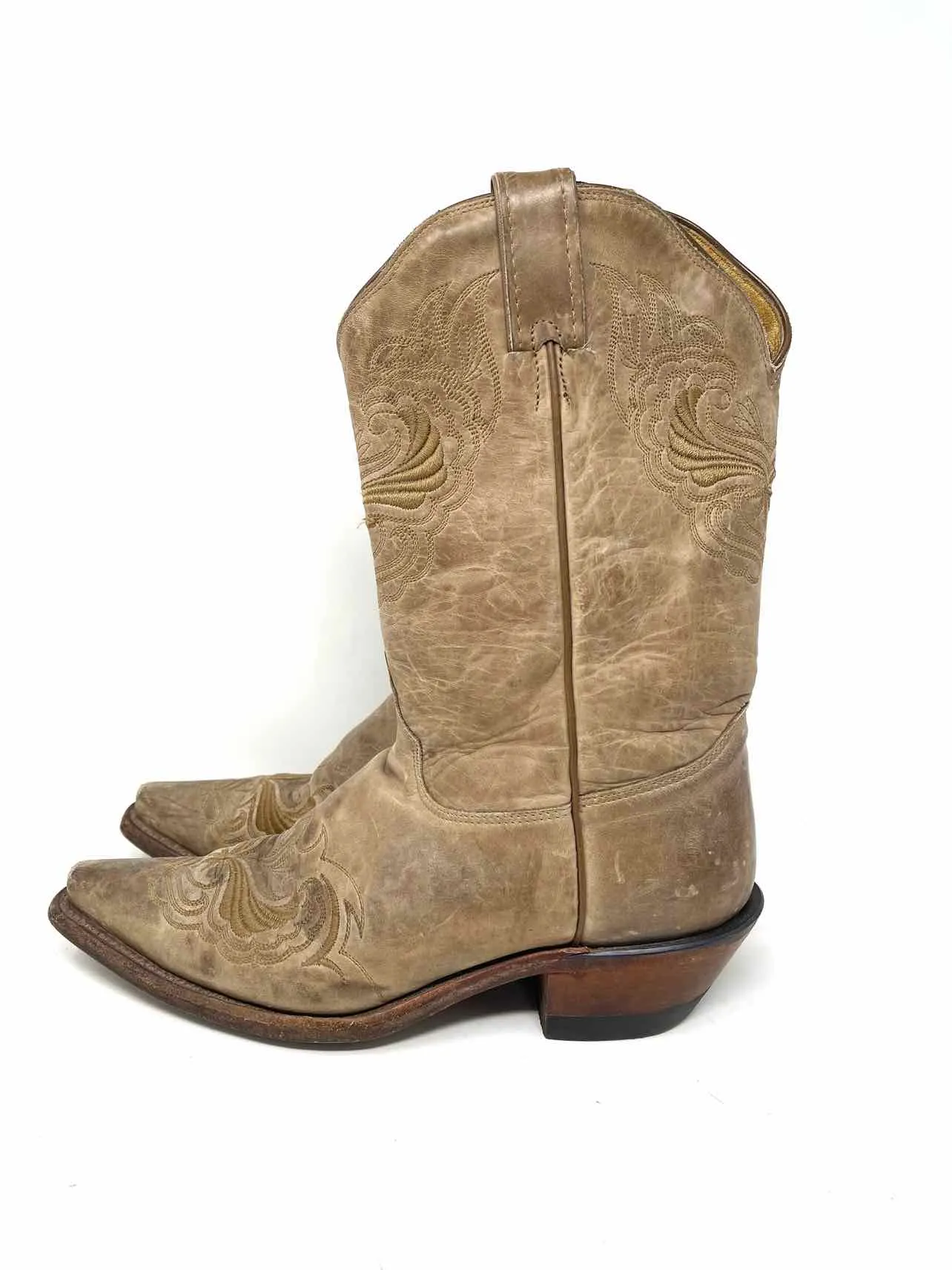 Tony Lama Größe 9 Hellbraune Bestickte Leder Stiefel