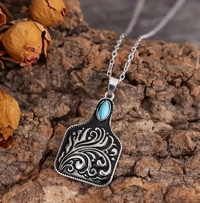 Tooled Tag Necklace texture-rose-gold  