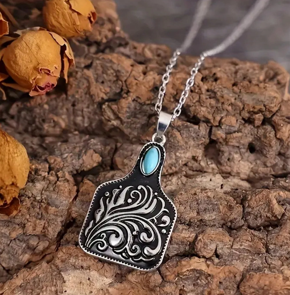 Tooled Tag Necklace texture-rose-gold  