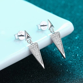 Triangle Stud Earrings Mossan Diamond Full Set 