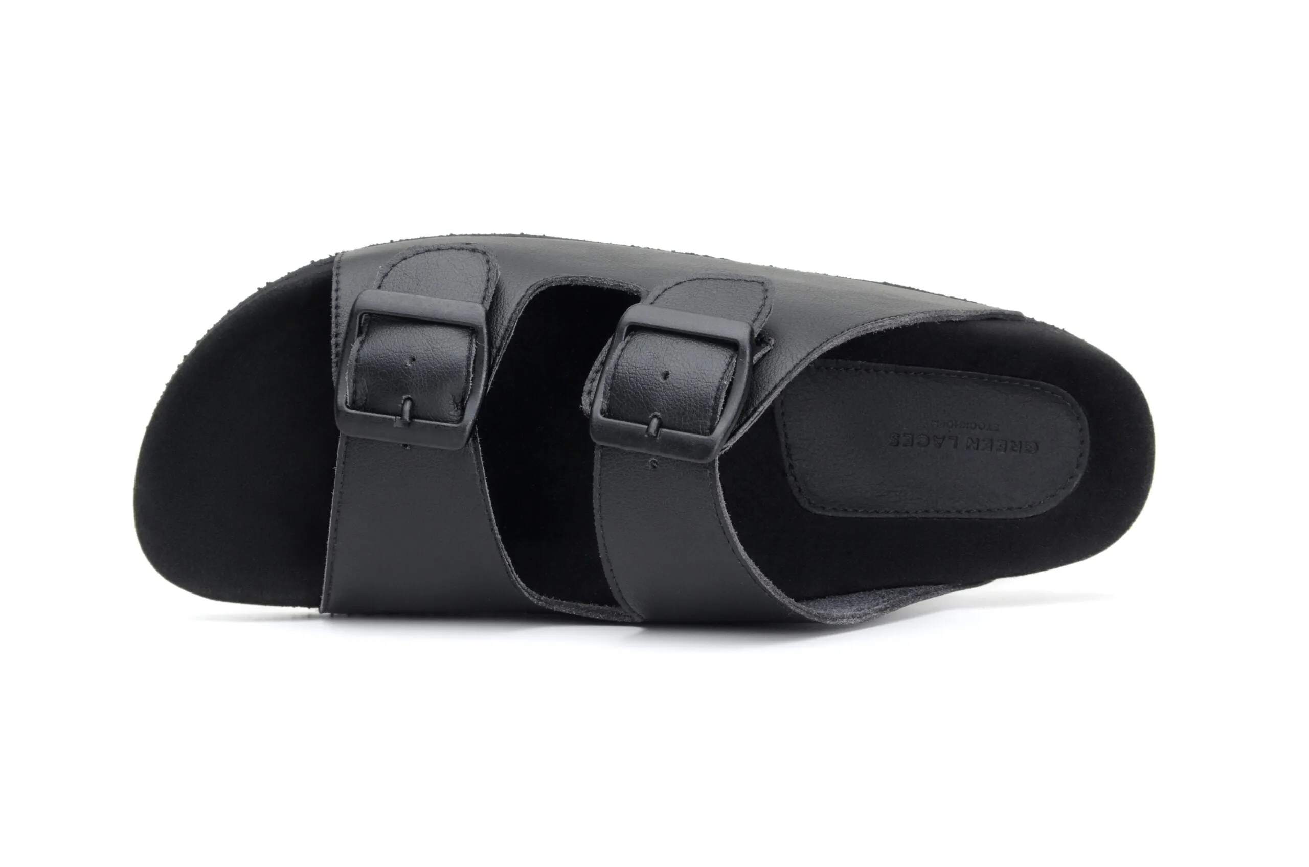 Truda Unisex Vegan-Leder Sandalen mit zwei Riemen | Schwarz
